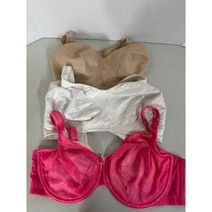 Cacique‎ Playtex Bras Bundle 40DDD Pink White Tan Full Coverage Support Lot